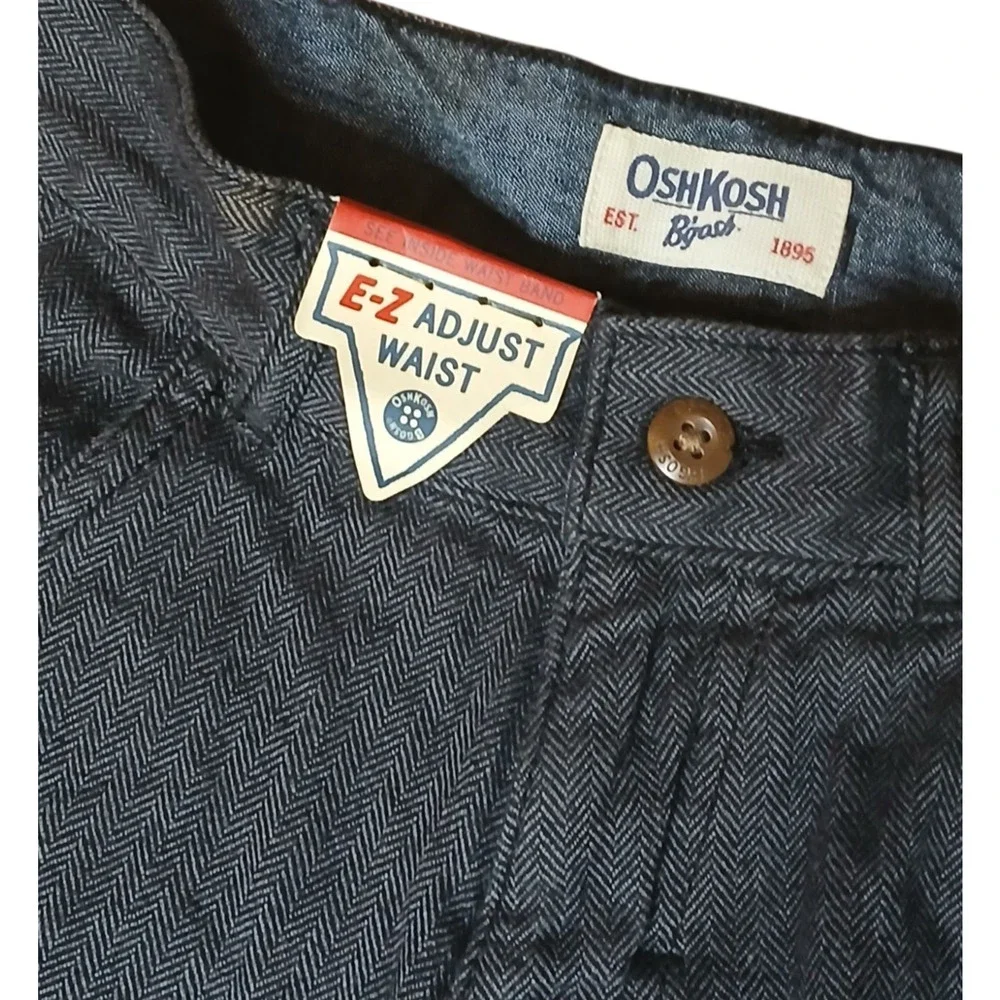 Oshkosh Boys Pants 4T Toddler E-Z Adjust Waist Cargo Dark Blue 100% Cotton NWT‎